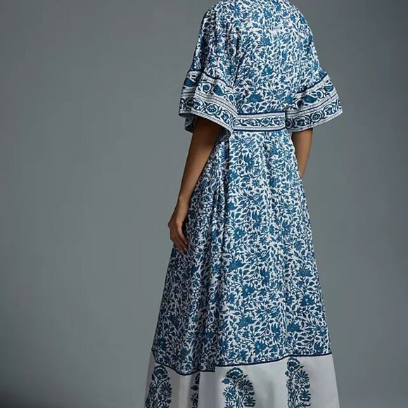 Anthropologie Sue Sartor Palladio Kaftan Blue Maxi Dress - Picture 2 of 10